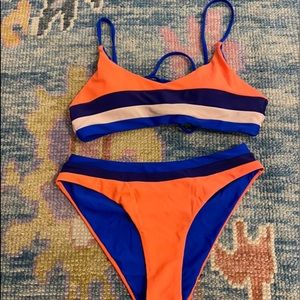 Laceup Patchwork Orange Reversible Bikini